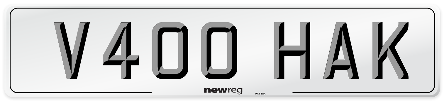 V400 HAK Number Plate from New Reg